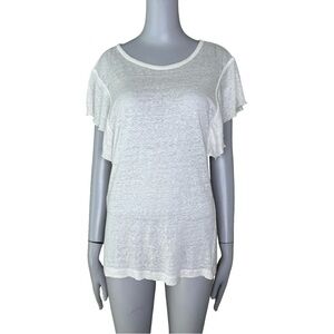 CURRENT/ELLIOTT “The Cosmos Tee” 100% Linen Flutter Sleeve Knit Top W/Tag 4/XL